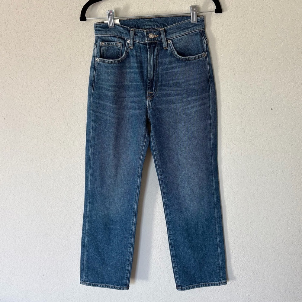 NWT Splendid Cropped Stovepipe Jean High Waisted Medium Wash Size 25
